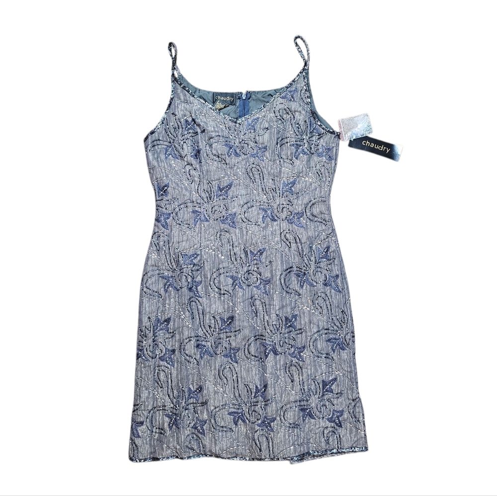 Silver and White Spaghetti Strap Mini Sundress